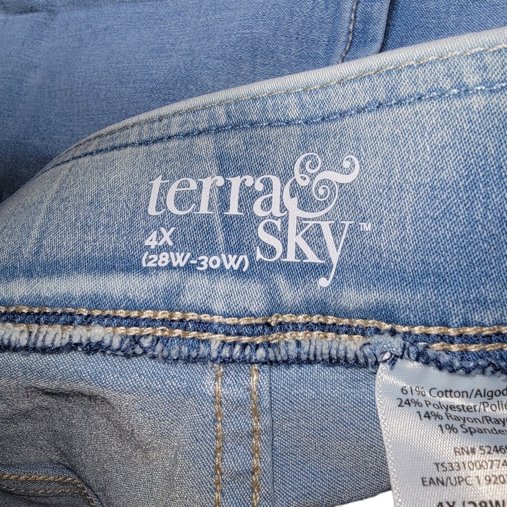 Womens Size 4X 28W-30W Terra & Sky Pull On Blue Jeggings High Rise Skinny NWOT - Picture 5 of 10